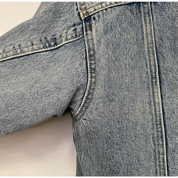 LEVI'S Trucker Jacket Men's Small Blue Denim Jean Cotton Sherpa Lined Light Wash - Picture 7 of 14